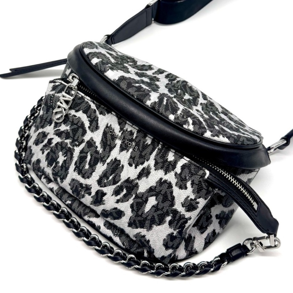 Michael Kors Medium Slater Sling Pack Chain Messenger Crossbody Bag Black Multi
